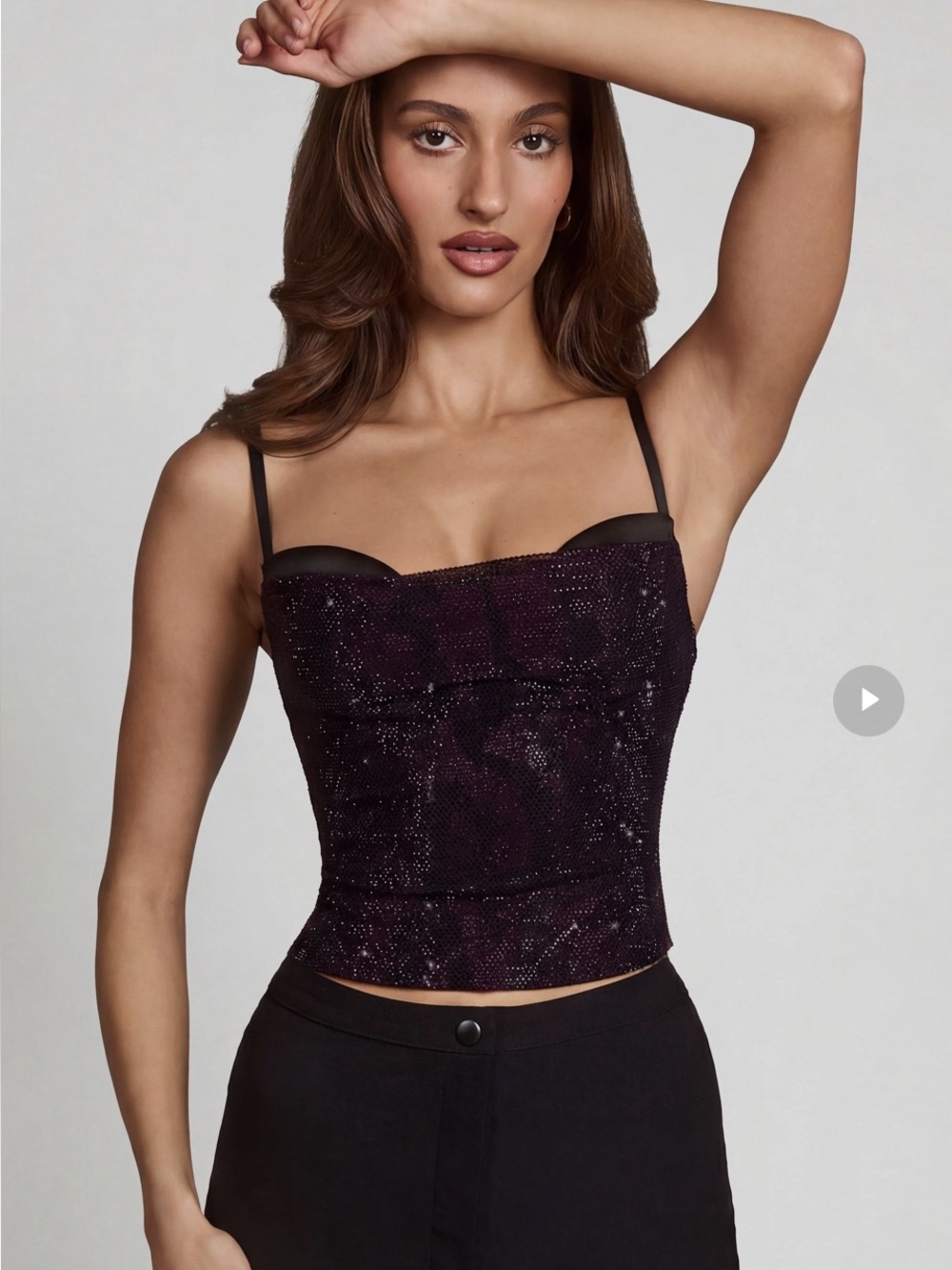 Oh Polly Armelia Embellished Peekaboo Cowl-Neck Top in Purple Snake